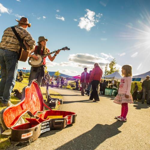 Musicians play at the Fireweed Market